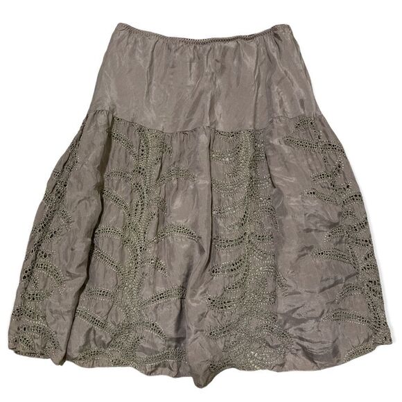 Gold hawk taupe silk skirt with two under layers-Small - Picture 1 of 9